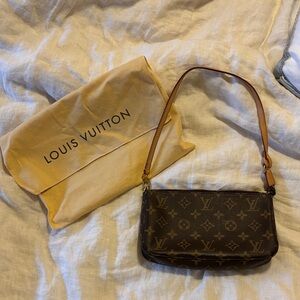 Louis Vuitton Dark Brown Monogram Shoulder Bag (Pochette)